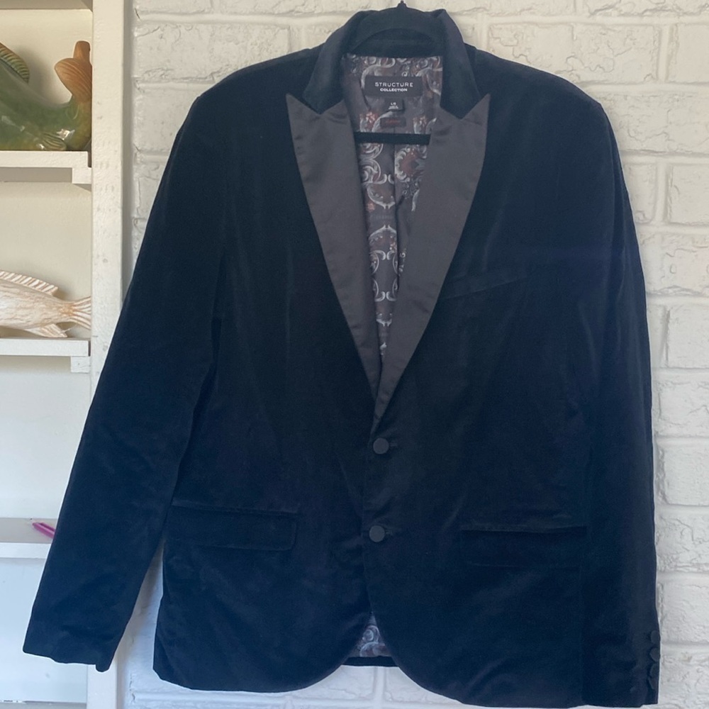 Structure Signature Collection 2 Button Black Crushed Velvet Style Sport Jacket